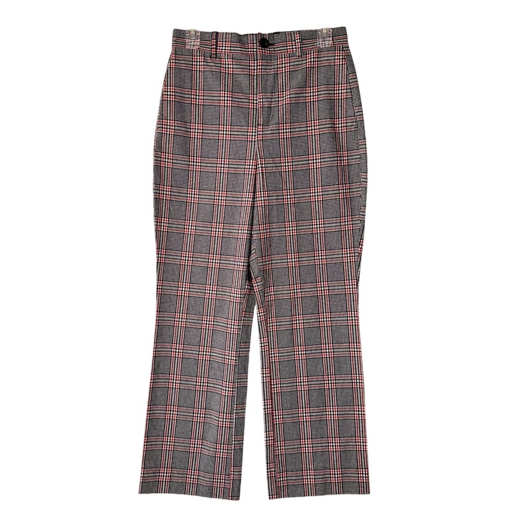 NWT Free Assembly Crop Kick Flare Trouser Women 2 Multi Plaid High Rise Stretch